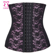 Burlesque Rosa encaje Underbust corsé Top Korse corseet Steampunk corsés y Bustier mujeres gótico ropa Sexy Lencería espartilho 2024 - compra barato