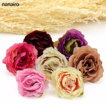 Mini bufanda Artificial para decoración del hogar, cabezas de seda para boda, artesanía de pared de flores falsas de 3cm, 10 Uds. 2024 - compra barato