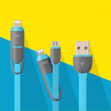 Зарядный кабель для смартфонов, 1 м, кабель Micro USB, кабель передачи данных 2-в-1 для iphone, совместимый с ISO и Android 2024 - купить недорого