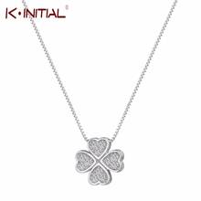 Kinitial Heart  Jewelry Love Clover Necklaces & Pendants Rhinestones Fashion Choker Maxi Necklace Women Collares 2024 - buy cheap