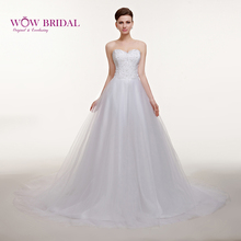 Wowbridal Gorgeous White Wedding Dress 2021 Sweetheart Strapless Lace Embroidery Sequin Beaded Lace Up Chiffon Ball Gown Dress 2024 - buy cheap
