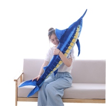 1pc 100cm/140cm simulação azul marlin pelúcia travesseiro macio dos desenhos animados animal tubarão recheado boneca peixe para presentes decoração para casa brinquedos 2024 - compre barato