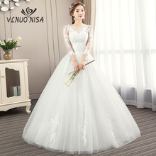 New Design Sexy Illusion  Backless Embroidery Appliques Wedding Dresses Elegant O-Neck Lace Up Floor-length Ball Bridal Dresses 2024 - buy cheap