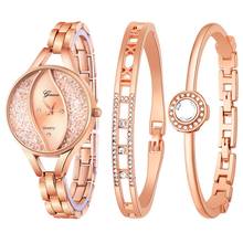 Hot Luxury Rhinestone Women Fashion Stainless Steel Band Watch Suit Watch And 2 Bracelet Analog Quartz  Wrist Watch Clock Gift#A 2024 - buy cheap