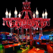 Romantic Coffee Chandeliers Lnternet Cafe Bar Red Color Candle Crystal Chandelier Restaurant Clothing Store Decoration Lamps 2024 - buy cheap