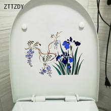 Zttzdy adesivo de parede 22.4*17.1cm flor de tinta chinesa para sala de estar, decoração de casa e decalques para banheiro 2024 - compre barato