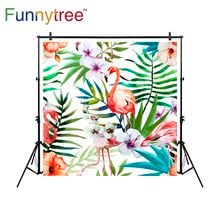 Funnytree thin Vinyl Photography Backdrops flamingo pattern watercolor spring seamless tropical palm photo background photocall 2024 - buy cheap