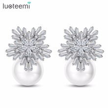 LUOTEEMI Hot Sale Handmade Fashion Imitated Pearl Pendent Earring Jewelry for Elegant Bridal Women Wedding Accessories Wholesale 2024 - buy cheap