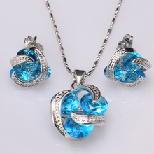 Awesome Multi Gmes Blue Onyx  Silver Plated Argent Earring Pendant Necklace Jewelry Sets S8636 2024 - buy cheap