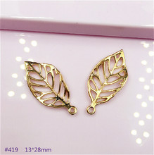 Wholesale 50 pcs Gold Beautiful Leaves pendant fits handmade Charm Fashion DIY Bracelet necklace jewelry accessories making 2024 - buy cheap