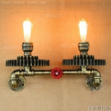 Loft Style Iron Water Pipe Lamp Edison Wall Sconce Wooden Gear Wall Light Fixtures For Home Vintage Industrial Lighting 2024 - buy cheap