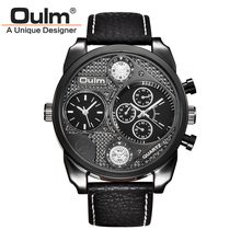 Oulm Mens Unique Designer Watches Luxury Watch Male Casual Leather Strap Hours Decorated Small Dials Quartz Clock reloj hombre 2024 - buy cheap