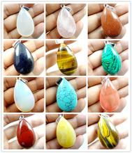 Natural stone Quartz Crystal Turquoises lapis tiger eye Water Drop Pendant for diy Jewelry making necklace Accessories 2024 - buy cheap