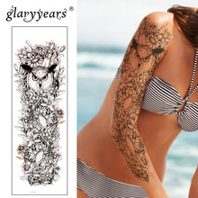 Временная тату-наклейка Glaryyears на большую руку, искусственная тату-наклейка в виде совы, водонепроницаемый большой боди-арт для мужчин и женщин, искусственная татуировка 2024 - купить недорого