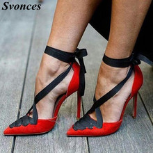 Chaussure Femme Garra Vermelho Casamento Sapatos de Noiva Lolita Tornozelo de Tiras de Salto Alto Dedo Apontado 2019 Novas Bombas Para As Mulheres Grandes tamanho 12 2024 - compre barato