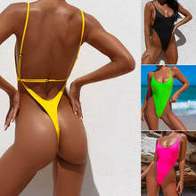 Sexy backless Monokini thong Swimwear 2019 mujer Women Halter Bodysuit One Piece Swimsuit Push UP Bathing Suit Femme Beachwear 2024 - buy cheap