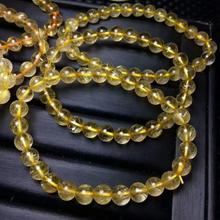 Natural Brazil Gold Hair Rutilated Quartz Beads Bracelet 7-6.5mm AAA 2024 - buy cheap