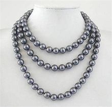 Длинное красивое серое жемчужное ожерелье 10 мм в виде ракушек в Южно-морском стиле, 50 дюймов, AAA стиль, благородное натуральное ожерелье, бесплатная доставка 2024 - купить недорого