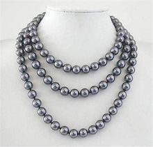 Long Beautiful 10mm South Sea Grey Shell Pearl Necklace 50'' AAA style Fine Noble real Natural free shipping 2024 - buy cheap