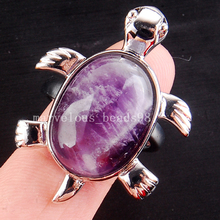 Free shipping Fashion Jewelry  Natural Purple Crystal Turtle Beads Ring  adjust 7~12" ( us) MC4166 2024 - buy cheap