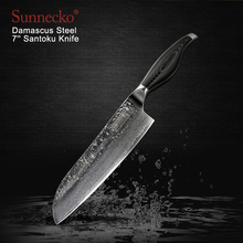 SUNNECKO-cuchillo Santoku japonés de 7 pulgadas, hoja de acero damasco VG10, cuchillos de cocina, mango de madera Pakka, cuchillo para cortar fruta 2024 - compra barato