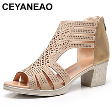 Ceyaneao-Sandalias de plataforma de cuero suave para mujer, zapatos informales cómodos de talla grande, SandalsE1673 2024 - compra barato