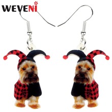 WEVENI Acrylic Halloween Joker Schnauzer Dog Earrings Dangle Drop Trendy Gift Animal Jewelry For Women Girls Statement Charms 2024 - buy cheap