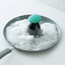 Cepillo de limpieza de cocina de plástico con bola de acero inoxidable, cepillo de limpieza fuerte, puede limpiar utensilios de cocina 2024 - compra barato