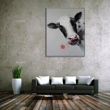 100% Hand-painted Modern  Abstract Pictures Black and White Animal cow Oil Paintings on Canvas Poster Wall Art living Room Decor 2024 - buy cheap