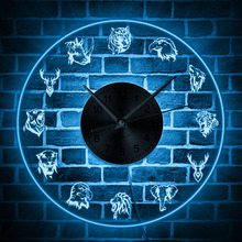 Reloj de pared moderno para decoración del hogar, letrero LED con retrato de animales de la vida salvaje del bosque, decoración colgante para habitación de niños 2024 - compra barato