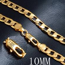 High quality 18 K STAMP YELLOW Solid Golden GF FLAT RIM CURB CHAIN WOMEN MEN SOLID CHARM 20INCH 50cm NECKLACE 10MM 2024 - buy cheap