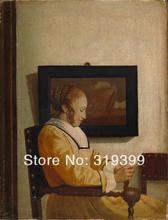 Johannes vermeer 100% artesanal linho lona pintura a óleo reprodução, aa-jovem-mulher-leitura, frete grátis rápido 2024 - compre barato