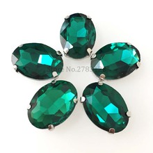 Malachite green Super flash Glass Crystal oval flaback sew on rhinestones,Shoes clothing accessories Free shipping 2024 - buy cheap