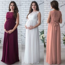 Lace pregnant women long dress female casual long-sleeved hollow evening dress long dress maternity dress 2024 - buy cheap