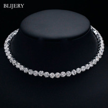 BLIJERY-gargantilla de diamantes de imitación para mujer, gargantilla de Color plateado, joyería de Boda nupcial 2024 - compra barato