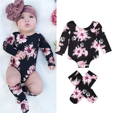 Baby Girl Bodysuits 3PCS Newborn Baby Girl Flower Jumpsuit+Leg Warmers Outfits Clothes Set Baby Girl Clothes Cotton O-neck 2024 - buy cheap