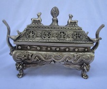 collectible decorated old antique tibet silver carved dragon incense burner/metal censer fast Shipping 0002 2024 - buy cheap