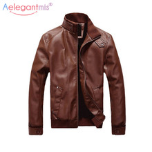 Aelegantmis Classic Brand PU Leather Jacket Men Casual Biker Motorcyle Jacket Black Brown Autumn Winter Mens Outerwear Plus Size 2024 - buy cheap