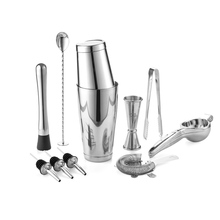 Premium Cocktail Tool Kit/Barware/Set - Bartender Kit Includes Shaker, Jigger, Spoon, Pourer, Muddler, Squeezer & Ice tong 2024 - купить недорого