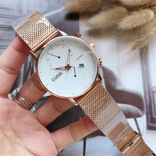 CUSSI 2019 Mulheres Da Moda Relógios Senhoras Pulseira de Relógio de Ouro Rosa Marca de Luxo relógio de Pulso de Quartzo Reloj Mujer Relógio Calendário Presente 2024 - compre barato