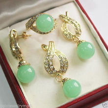 Бесплатная доставка ювелирные изделия 001407 ювелирные изделия Мода 12 мм зеленый кулон ожерелье серьги кольцо набор можно выбрать 2024 - купить недорого