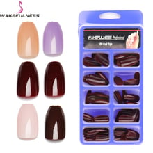 100 шт./кор. гробные накладные ногти бордовые балерины нажимные ногти среднее полное покрытие Nep Nagels UV Nails Tips Designs 2024 - купить недорого