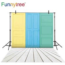 Funnytree-Fondo de madera para estudio fotográfico, accesorio colorido para sesión fotográfica, puerta, suelo, habitación de bebé 2024 - compra barato