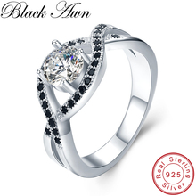 [BLACK AWN]-Anillos De Compromiso elegantes de espinela negra para mujer, joyería de plata de ley 4,6 de 925g, bisutería C478 2024 - compra barato