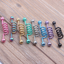 Ear Body Jewelry ANODIZED STEEL LONG INDUSTRIAL SCAFFOD BARBELL BAR EAR STUD EARRING PIERCING 2024 - buy cheap