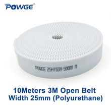 POWGE 10Meters HTD 3M Open timing belt 3M-25mm Width 25mm Polyurethane steel PU White HTD3M Synchronous belt Engraving CNC Laser 2024 - buy cheap