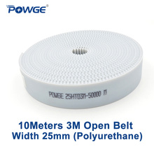 POWGE 10 metros HTD 3M cinturón de conteo de tiempo abierto 3 M-25mm de ancho 25mm de acero de poliuretano PU blanco HTD3M Correa sincrónica grabado láser CNC 2024 - compra barato