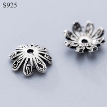 2pcs Real Solid 925 Sterling Plain Silver 10mm Flower Spacer Bead Caps Necklace Bracelet Connector DIY Jewelry Making Findings 2024 - buy cheap