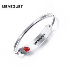 Meaeguet Medical Alert ID Bracelet & Bangle "Warfarin Blood Thinner Diabetes Coumadin Epilepsy" Stainless Steel Women Jewelry 2024 - buy cheap