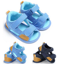 Novo bebê infantil meninos sandálias de algodão macio do bebê verão com antiderrapante sandálias de camurça plana solas para a criança menino 0 a 18m 2024 - compre barato